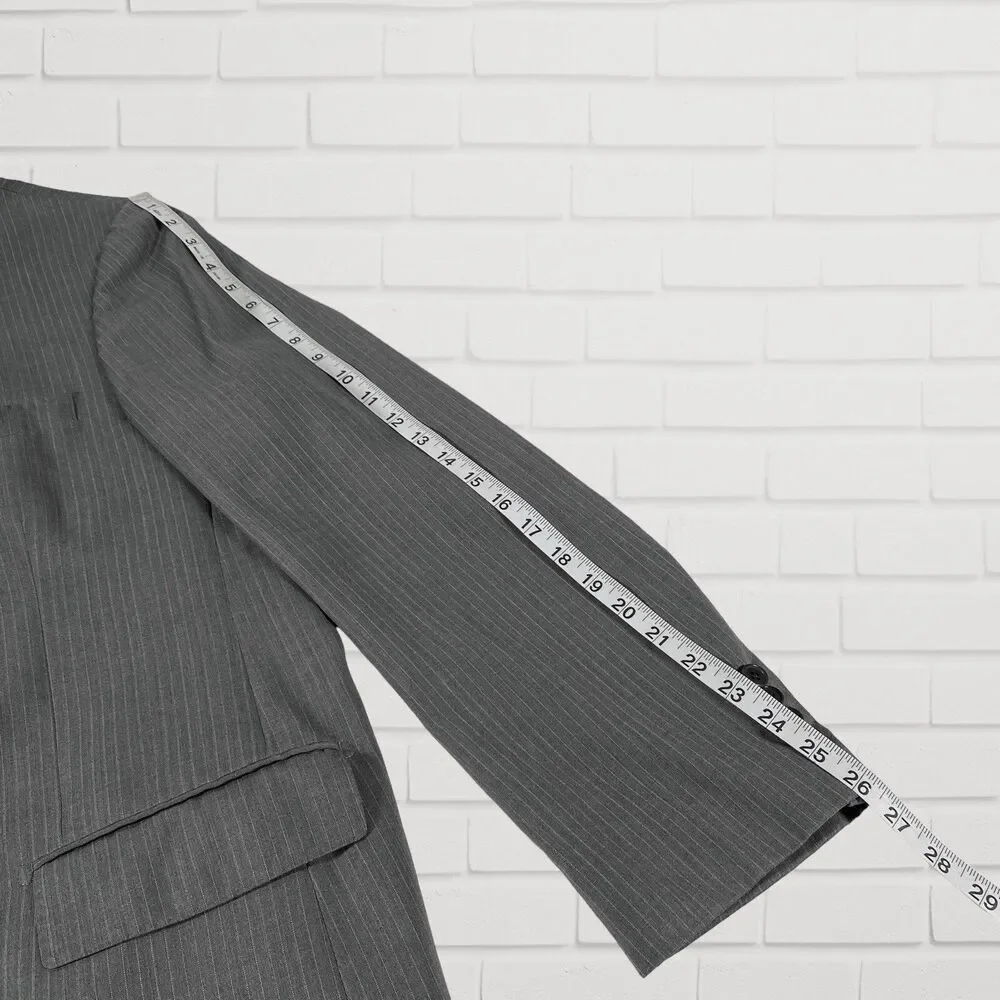 Bagliani Zegna Wool Silk Mens Suit Jacket 42 L Gray Pinstripe Sport Coat Saks